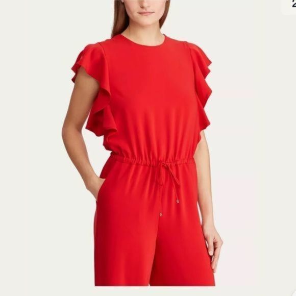 034 Ralph Lauren ruffled trim jumpsuit NWT Size 4 - Picture 6 of 11